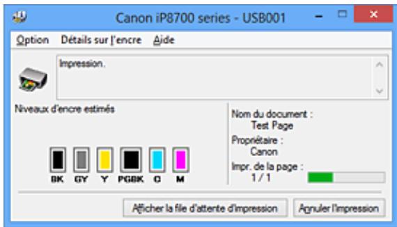 CANON PIXMA IP8750 - Description de l'écran d'etat d'imprimante Canon IJ - 1