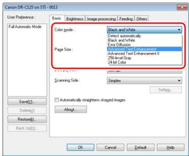 CANON DR-C125 - Configuration des paramètres du scanner en fonction de l'usage - 7