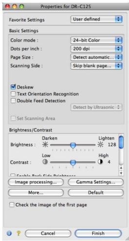 CANON DR-C125 - Configuration du pilote du scanner - 1