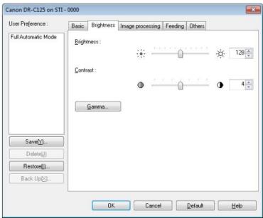 CANON DR-C125 - Onglet [Luminosite] - 1