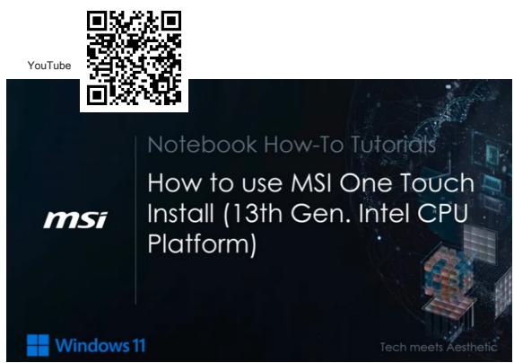 MSI Cyborg 15 B13WFKG-648FR - Védo : Comment utiliser MSI One Touch Install - 1