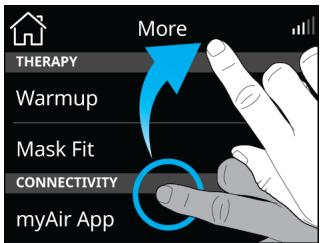 ResMed AirSense 11 Elite - Using the touch screen: - 1