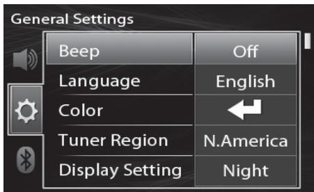 KENWOOD KMR-M300BT - Configuración de los ajustes generales - 2