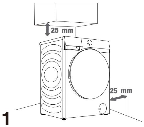 HISENSE WF3S9043BB3 - Dégagements pour l'installation du lave-linge - 1