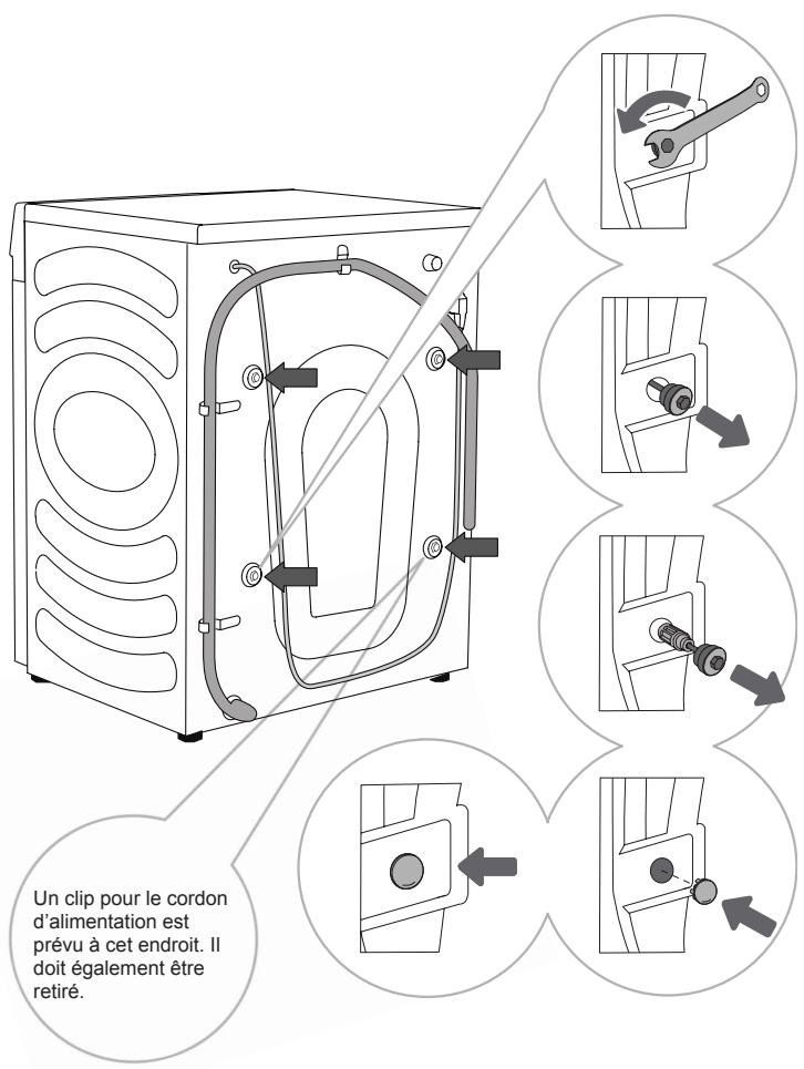 HISENSE WF3S9043BB3 - Dépose des VIS / TIGES de blocage - 1