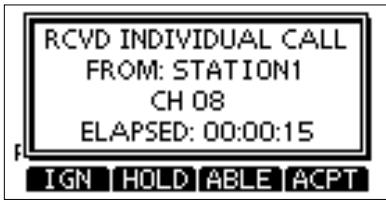 ICOM M510BB - When an Individual call is received: - 2