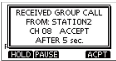 ICOM M510BB - Example: When a Group call is received: - 1