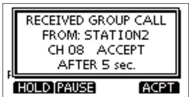 ICOM M510 - Example: When a Group call is received: - 1