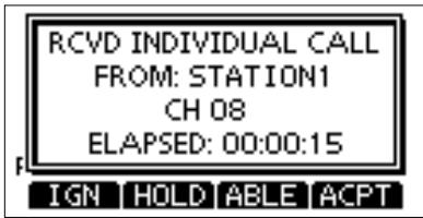 ICOM M510 - When an Individual call is received: - 2
