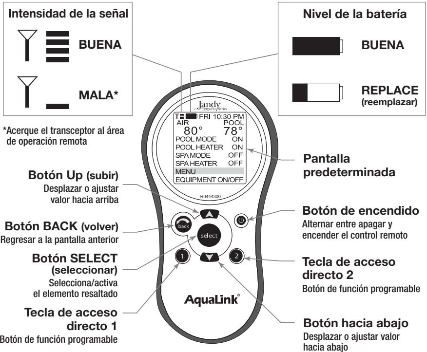 Jandy AquaLink PDA - Sección 4. Operación del control remoto - 1