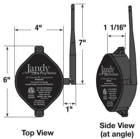 Jandy AquaLink RS - Remote and Transceiver J-Box Dimensions - 2