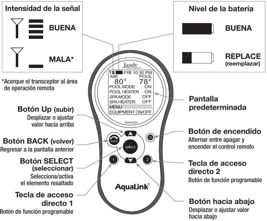 Jandy AquaLink RS - Sección 4. Operación del control remoto - 1