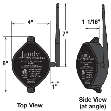Jandy AquaLink Z4 - Remote and Transceiver J-Box Dimensions - 2