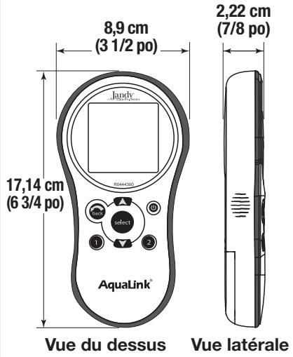 Jandy AquaLink Z4 - Dimensions de la boîte de jonction de l'émetteur récepteur et de la télécommande - 1