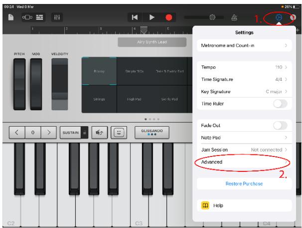 RockJam RJMK25 - Przykriad: Ustawienie sterownikia MIDI w Garageband - 1