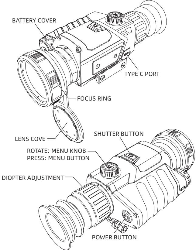 Guide DR Digital Day & Night Vision Riflescope - - INTRODUCTION TO PRODUCT PARTS - - 1