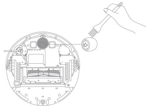 DREAME R2380C - Clean the Main Wheel/Omnidirectional Wheel - 1