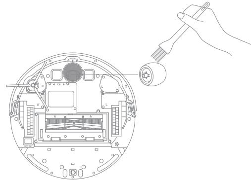 DREAME R2380C - Limpie la rueda principal/rueda omnidireccional - 1