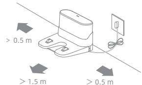 DREAME R2380C - Place the charging dock on the level ground against the wall and connect it to a power outlet - 1