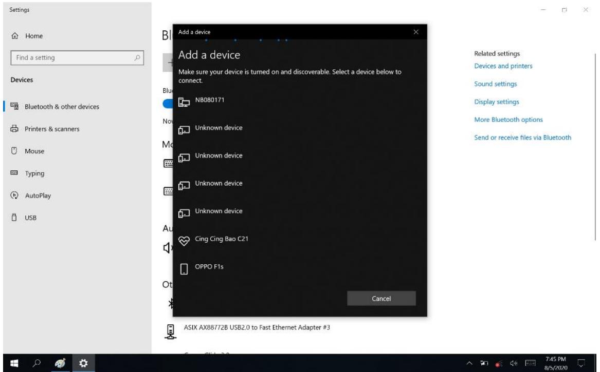 Advantech MIT-W102 - Select the Bluetooth device to connect from the available device menu - 1
