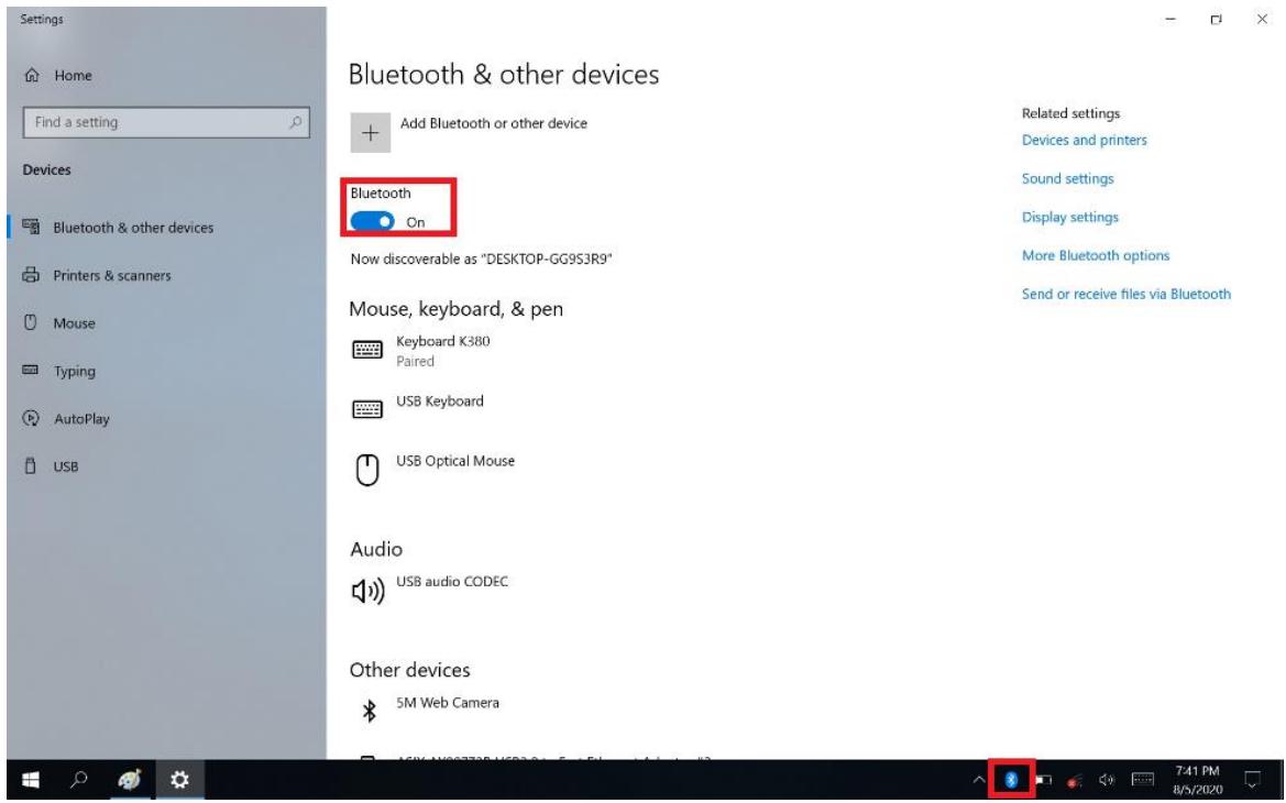 Advantech MIT-W102 - When enabled, Bluetooth icon will be shown on the taskbar - 1
