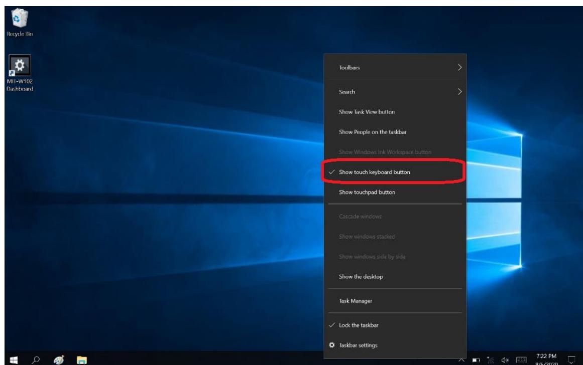 Advantech MIT-W102 - Using the On-Screen Keyboard - 2