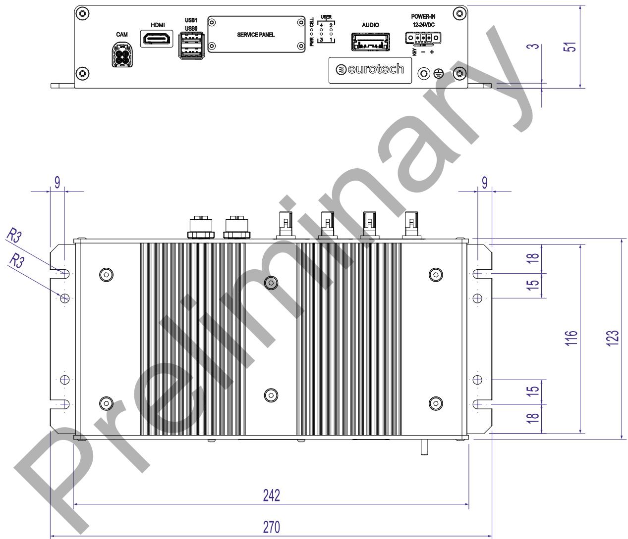 Eurotech DynaGATE 10-14 - Product mechanical dimensions - 1