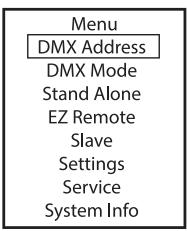 Cameo CLPB600IPG2 - RéGLAGE DE L'ADRESSE DE DÉPART DMX (DMX Address) - 1