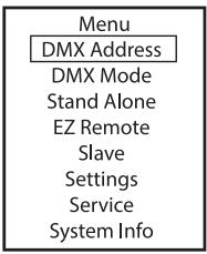 Cameo CLPB600IPG2 - SETTING DMX START ADDRESS (DMX address) - 1