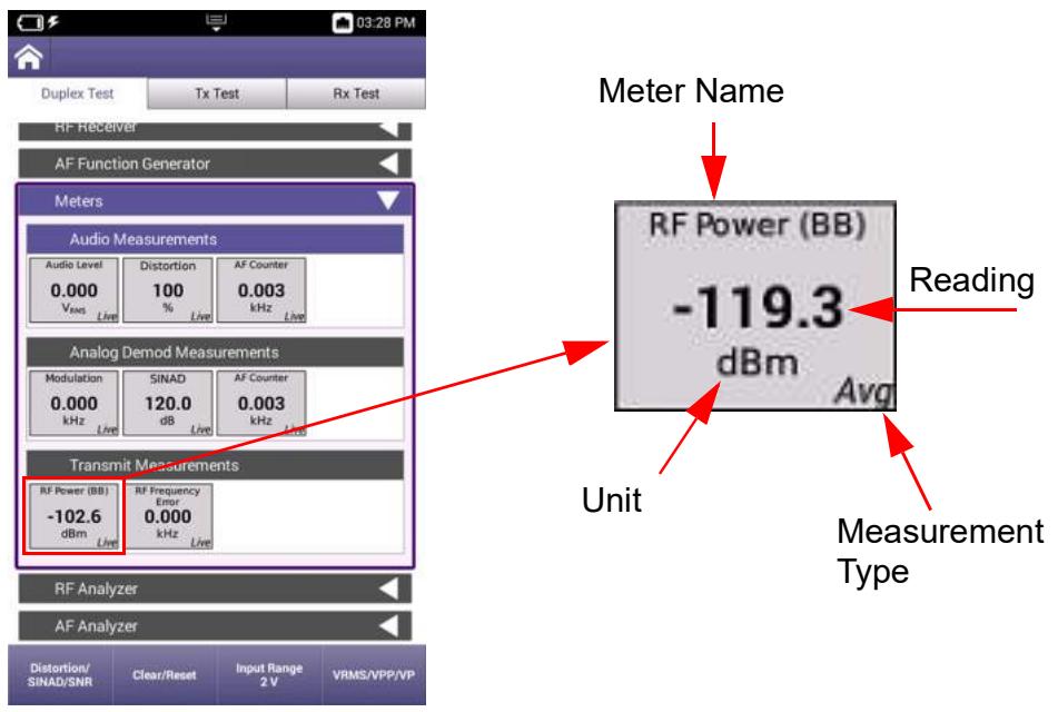 VIAVI CX100 ComXpert - Meter Panel Layout - 1