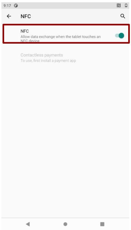 Winmate E500RM9 - Go to Settings > Connected device > Connection preferences > NFC. - 2