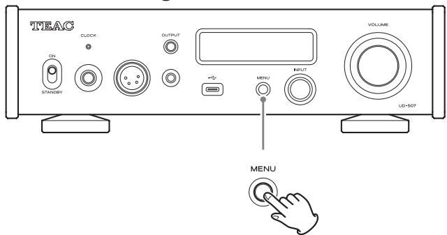 TEAC UD-507 - When you are done changing settings, press the MENU button twice to show the input source status again. - 1