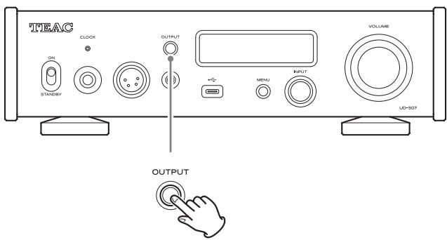 TEAC UD-507 - Press the OUTPUT button to select an output connector to change its settings. - 1