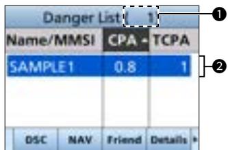 ICOM IC-M510 - Danger list screen - 1