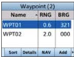 ICOM IC-M510 - Using the Waypoint list screen - 1