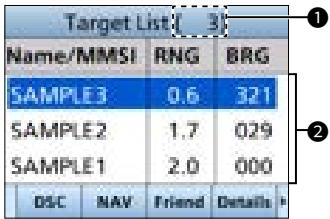 ICOM IC-M510 - Target/Friends List screen - 1