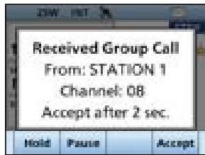 ICOM IC-M510 - Example: When a Group call is received: - 1