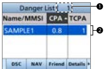 ICOM IC-M510E - Danger list screen - 1