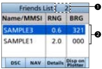 ICOM IC-M510E - Target/Friends List screen - 2