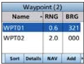 ICOM IC-M510E - Using the Waypoint list screen - 1