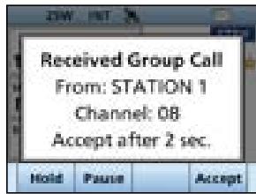 ICOM IC-M510E - Example: When a Group call is received: - 1