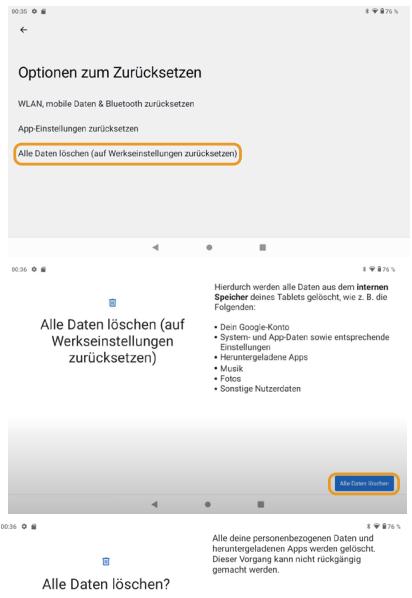 Tibuta E200 - Optionen zum Zurücksetzen - 1