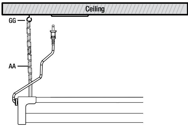 Commercial Electric SHOP/4/840/MM/HD/CAN - Attaching the hanging chain - 1