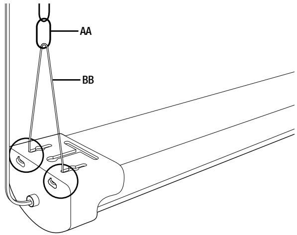 Commercial Electric SHOP/4/840/MM/HD/CAN - Installation de la chaîne sur les crochets en v - 1