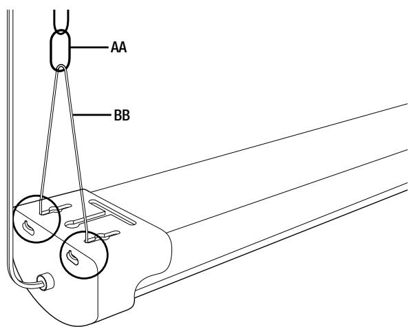 Commercial Electric SHOP/4/840/MM/HD/CAN - Installing the chain to V-hooks - 1
