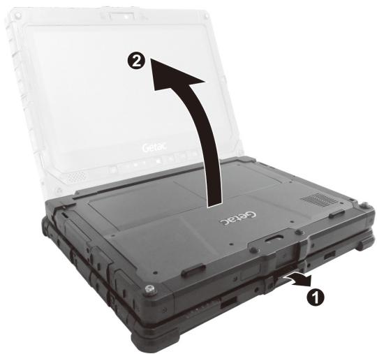 Getac K120 - To open: - 1