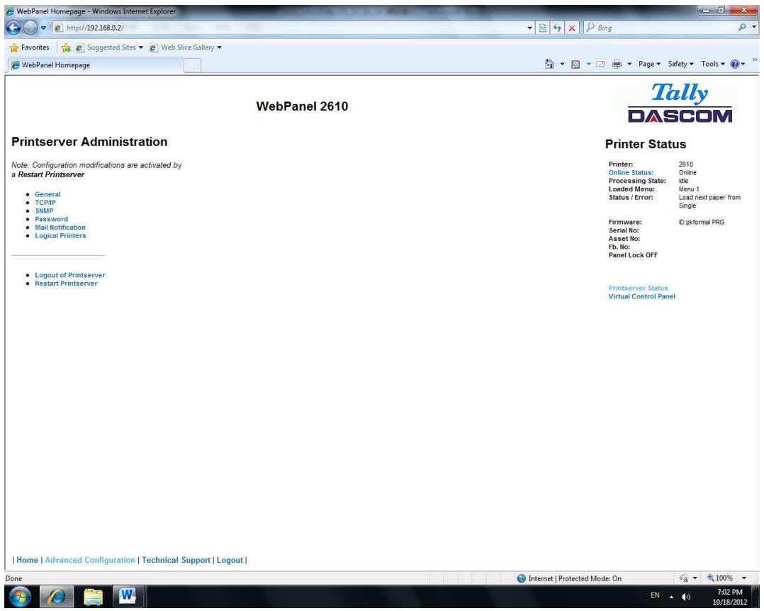 Tally Dascom PRN-7 - Advanced Configuration - 1