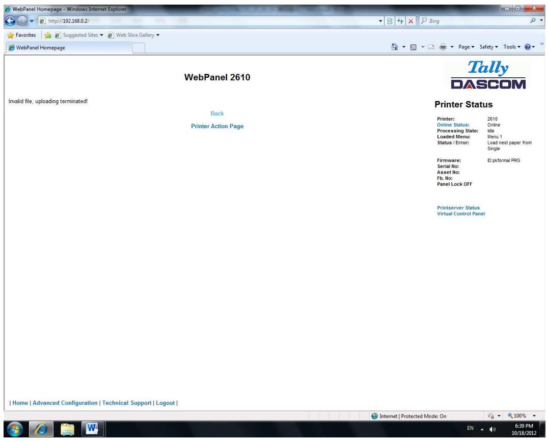 Tally Dascom PRN-7 - Send Configuration to Printer - 2