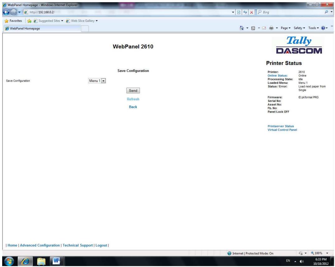 Tally Dascom PRN-7 - Save Configuration - 1