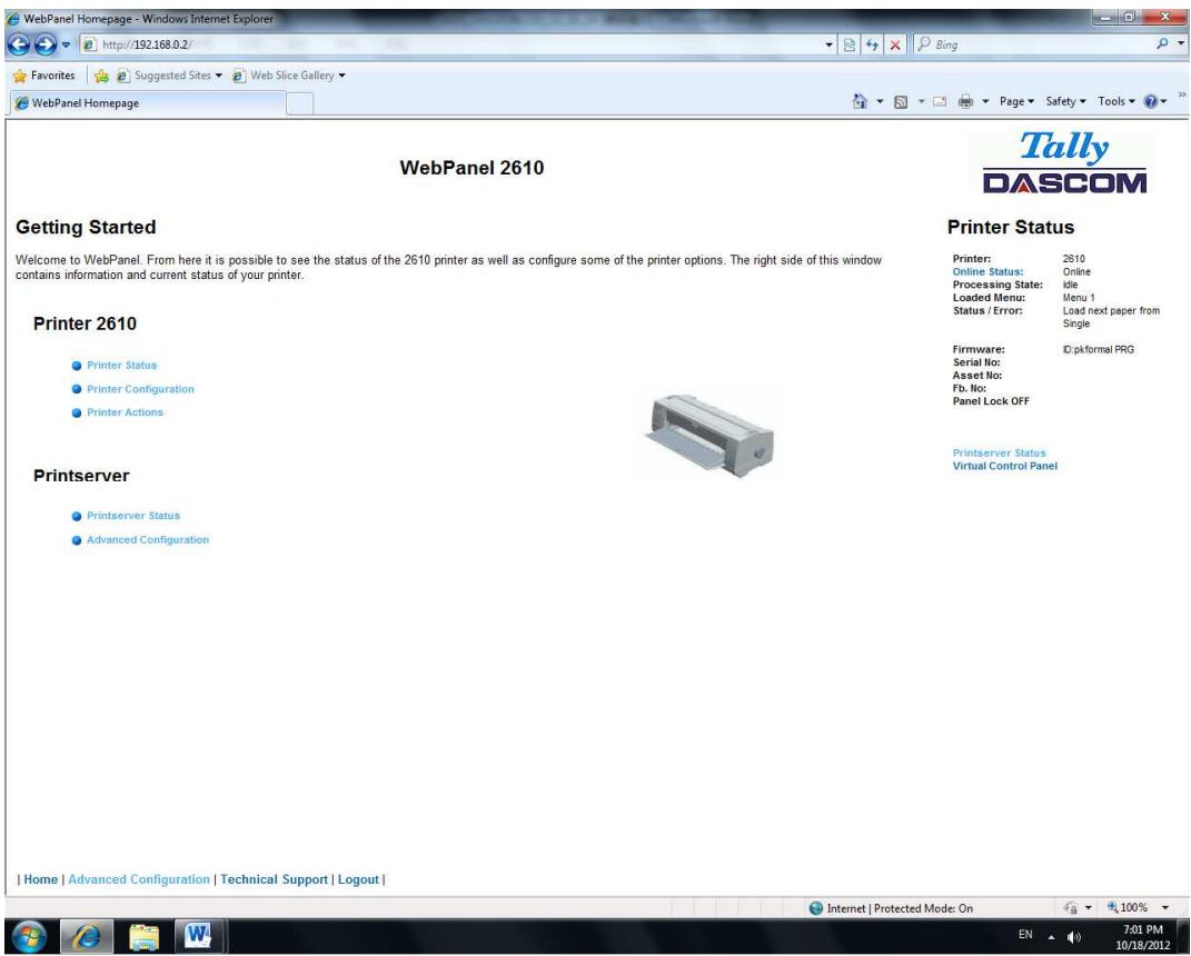Tally Dascom PRN-7 - TallyCom Status - 1